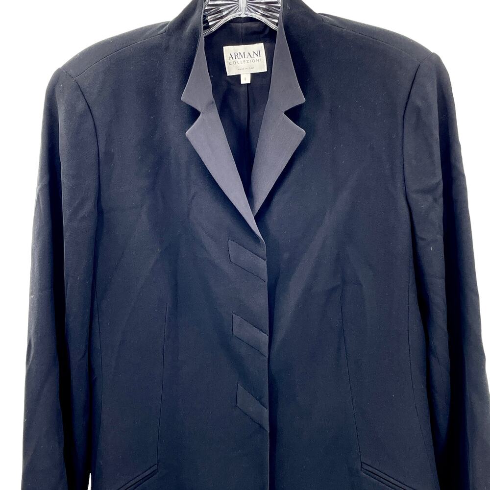 Armani Collezioni Black Military Satin Trim Lined Made in Italy Blazer 8 - Picture 7 of 11